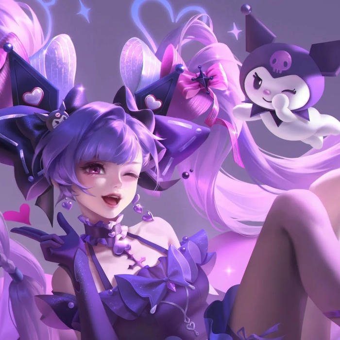 Avatar kuromi anime girl tóc tím trang phục lộng lẫy