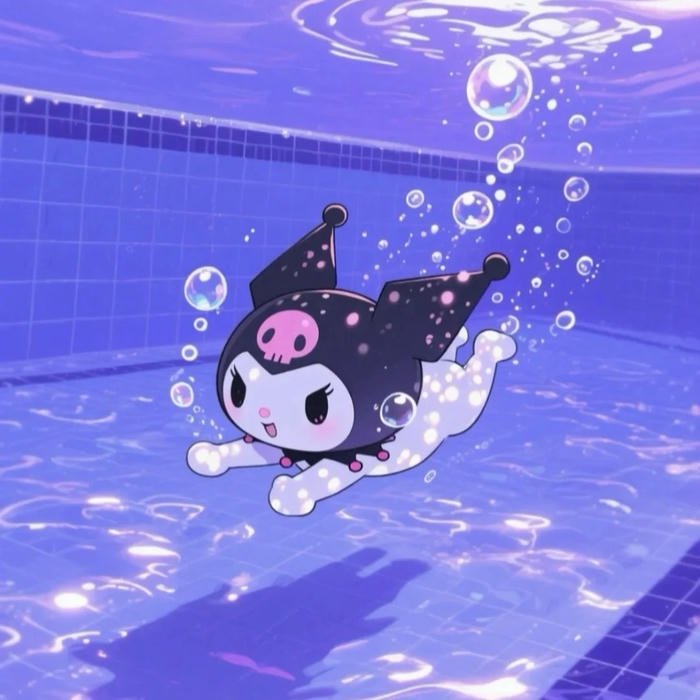 Avatar kuromi bơi lặn dưới nước hồ xanh mát lạnh