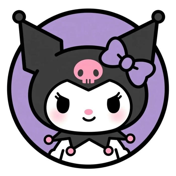 Avatar kuromi mặt cười trong vòng tròn tím nhạt xinh