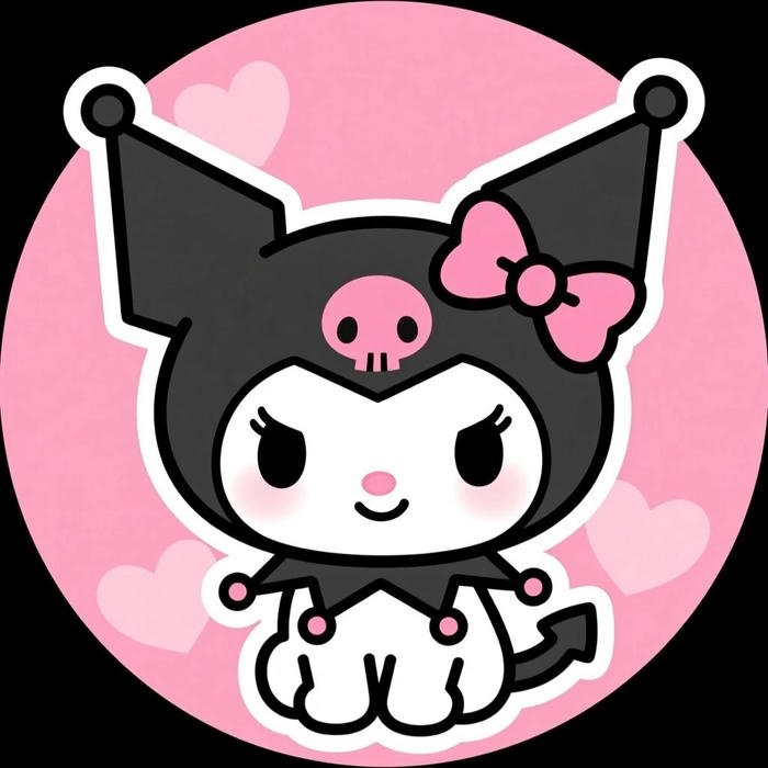 Avatar kuromi ngồi ngoan trong vòng tròn hồng phấn nhạt