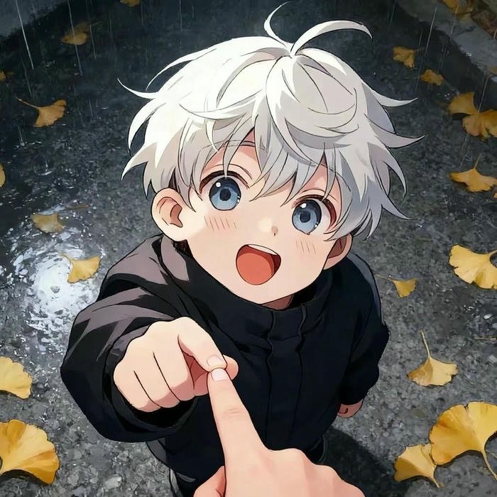 Avatar nhân vật hoạt hình bé trai tóc trắng đáng yêu