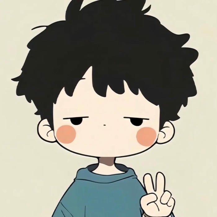 Avatar nhân vật hoạt hình cậu bé tóc xù giơ tay