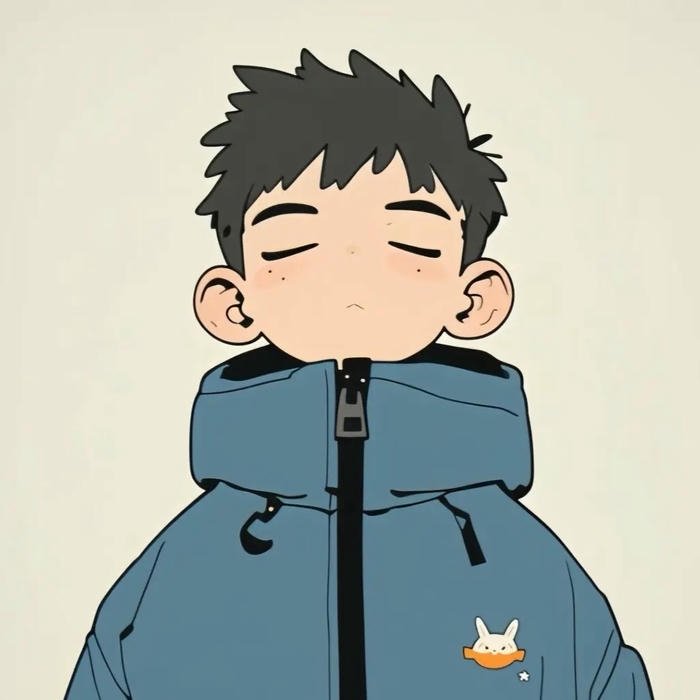 Avatar nhân vật hoạt hình chàng trai nhắm mắt tận hưởng