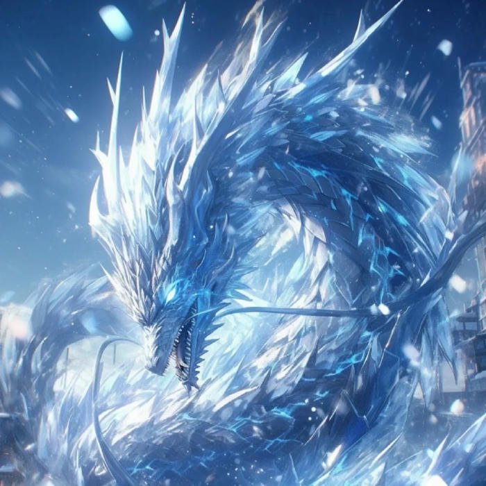 Avatar rồng băng xanh mát lạnh cuộn tròn tuyệt đẹp