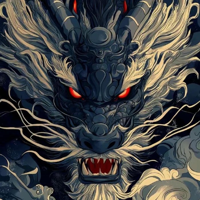 Avatar rồng đen mắt đỏ dữ tợn đầy sát khí