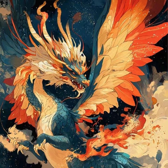 Avatar rồng phượng hoàng lửa sặc sỡ sắc màu nghệ thuật