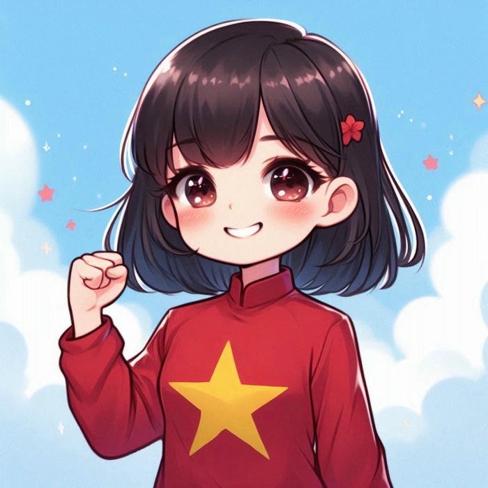 Avatar việt nam cute bé gái tóc ngắn mặc áo cờ