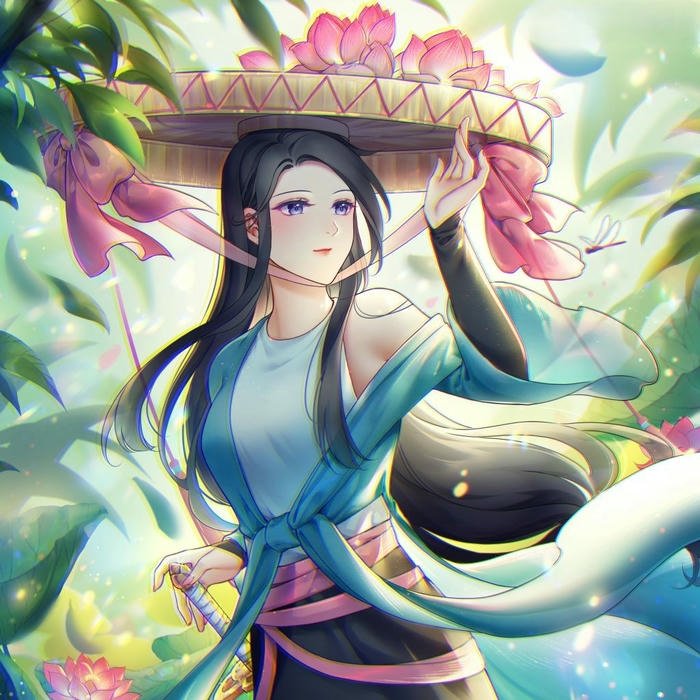 Avatar việt nam cute cô gái gánh hàng rong tranh vẽ