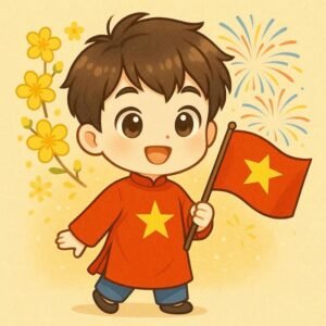Avatar việt nam ngầu bé trai cầm cờ đỏ sao vàng