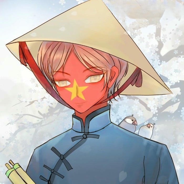 Avatar việt nam ngầu chàng trai đội nón lá mặt cờ