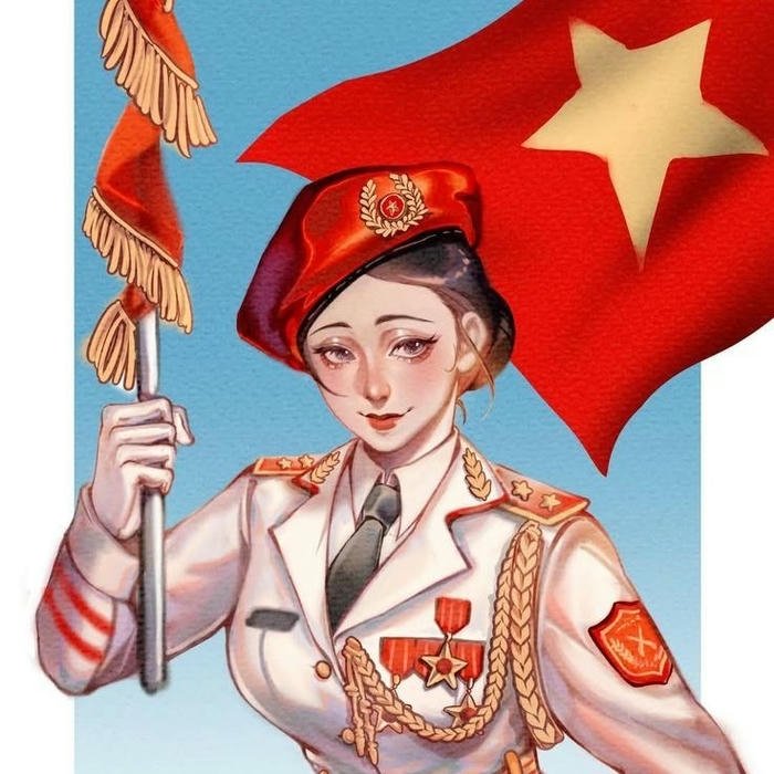 Avatar việt nam ngầu nữ chiến sĩ giơ tay chào cờ