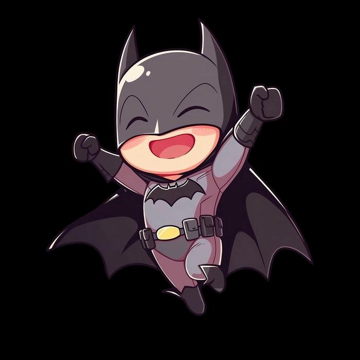 Batman chibi cute nhảy lên vui vẻ giang hai tay