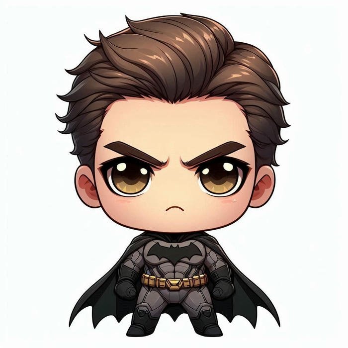 Batman chibi cute tháo mặt nạ lộ mặt điển trai