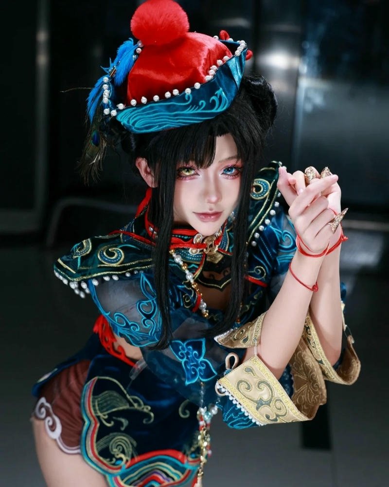 Cosplay Trung Quốc trang phục xanh cổ trang cầm quạt