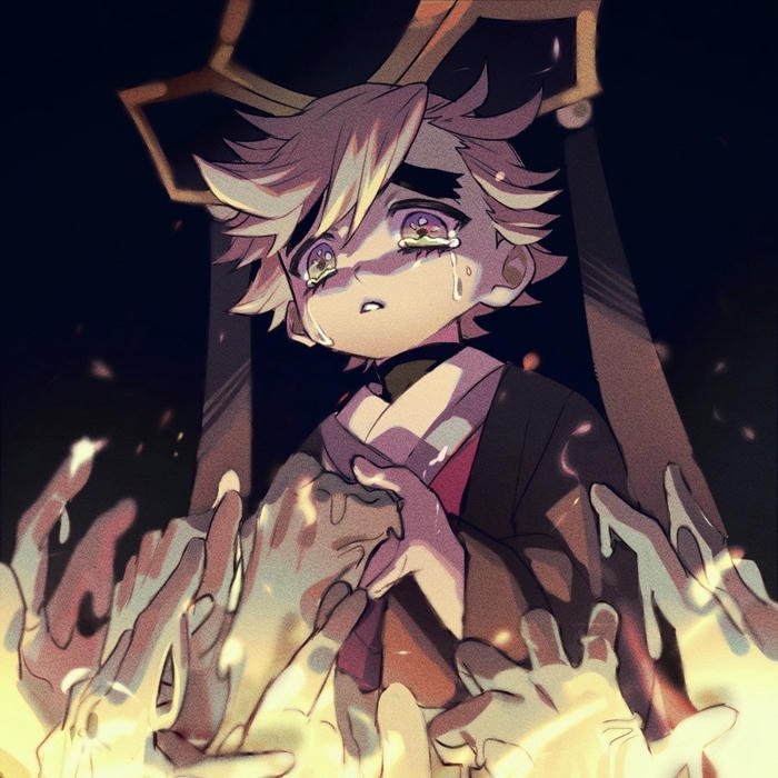 Hình Douma chibi đội mũ giáo chủ rất ngộ nghĩnh