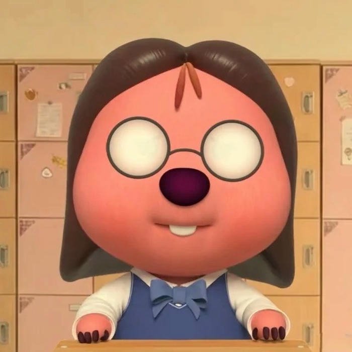 Hình Loopy cute hài hước đeo kính tri thức đi học