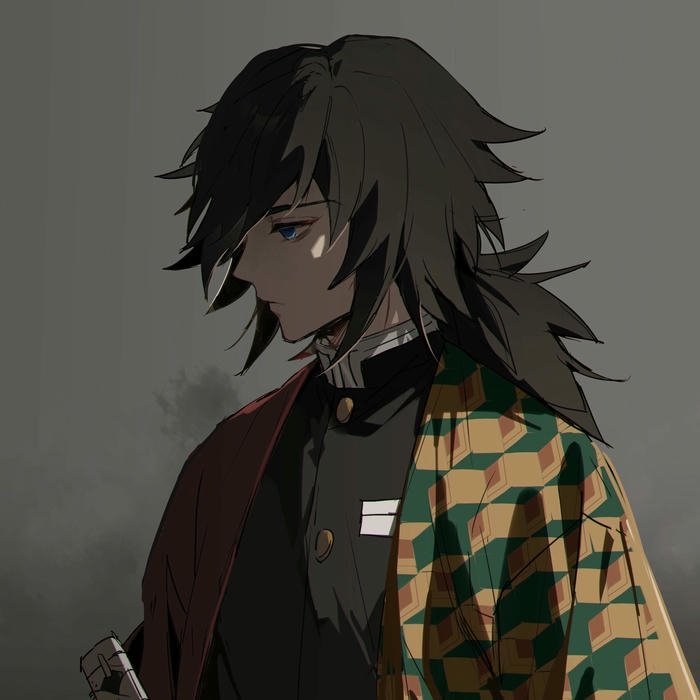 Hình ảnh Giyuu đen trắng nhìn nghiêng đầy tâm trạng