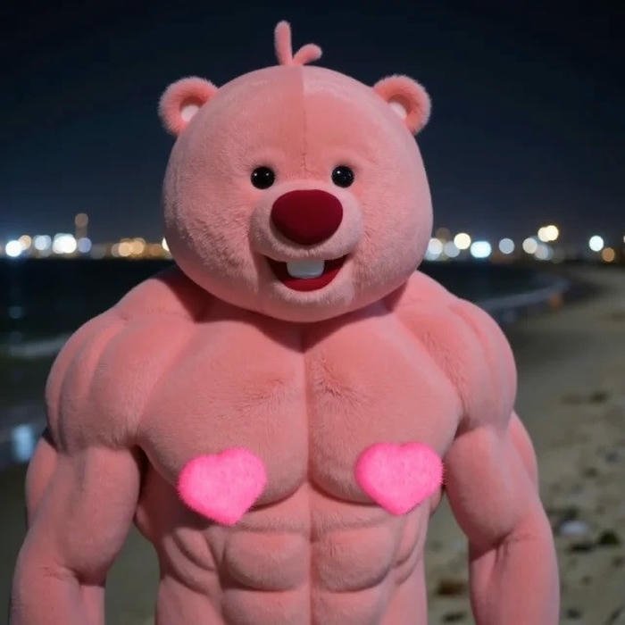 Hình ảnh Loopy lực sĩ hài hước cơ bắp cuồn cuộn sáu múi