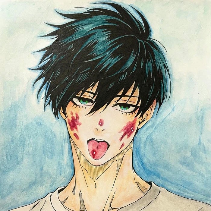 Hình ảnh Rin lấm lem vết son trên mặt hài hước