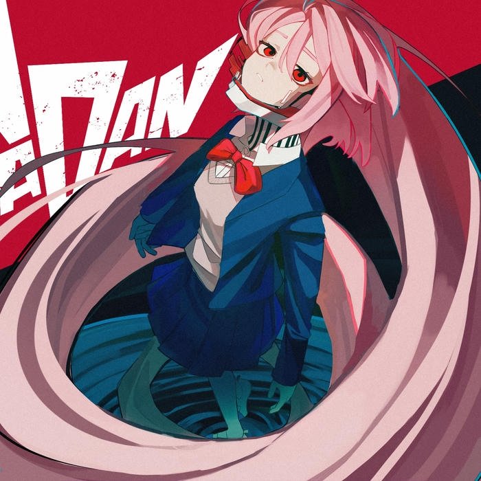 Hình ảnh avatar Dandadan cô gái tóc hồng dài bay trong gió