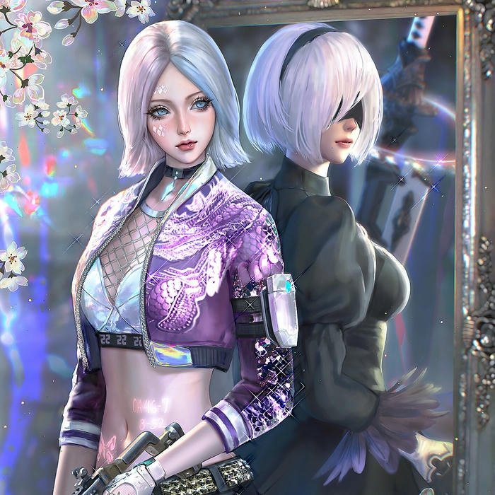 Hình ảnh avatar PUBG hai cô gái tóc bạch kim cá tính