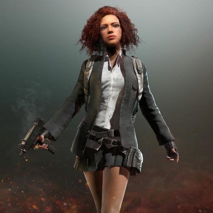 Hình ảnh avatar PUBG nữ nhân vật tóc đỏ cầm súng ngắn