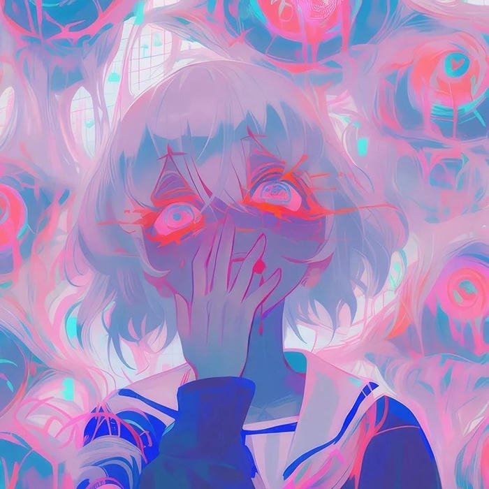 Hình ảnh avatar Phonk cô gái che miệng màu ảo giác