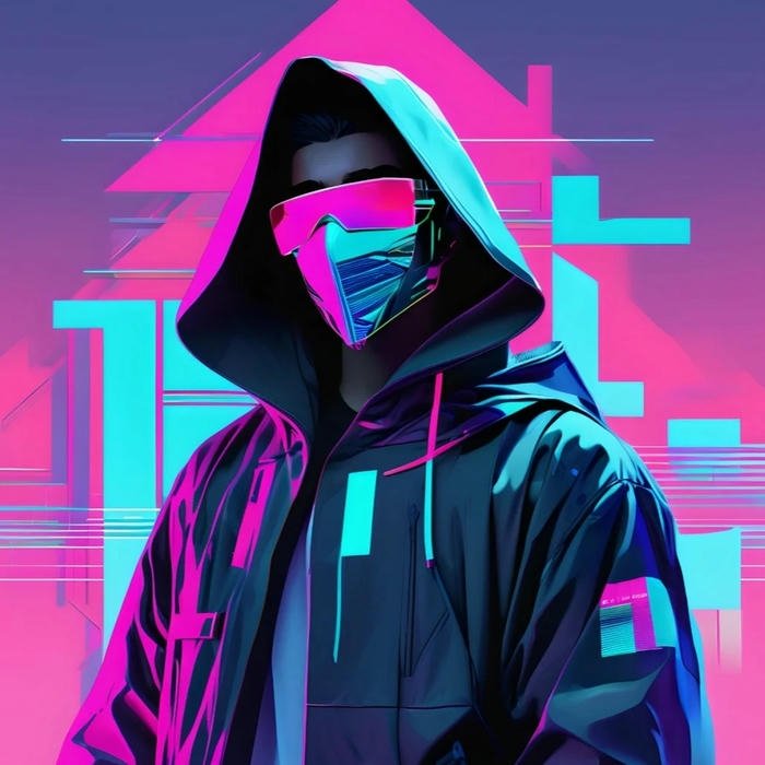 Hình ảnh avatar Phonk hacker đeo mặt nạ neon bí ẩn
