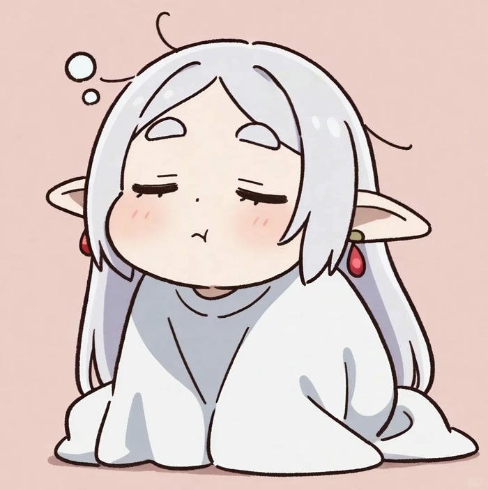 Hình ảnh avatar bé gái chibi tóc trắng quấn chăn trắng