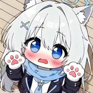 Hình ảnh avatar bé gái mèo chibi giơ móng vuốt