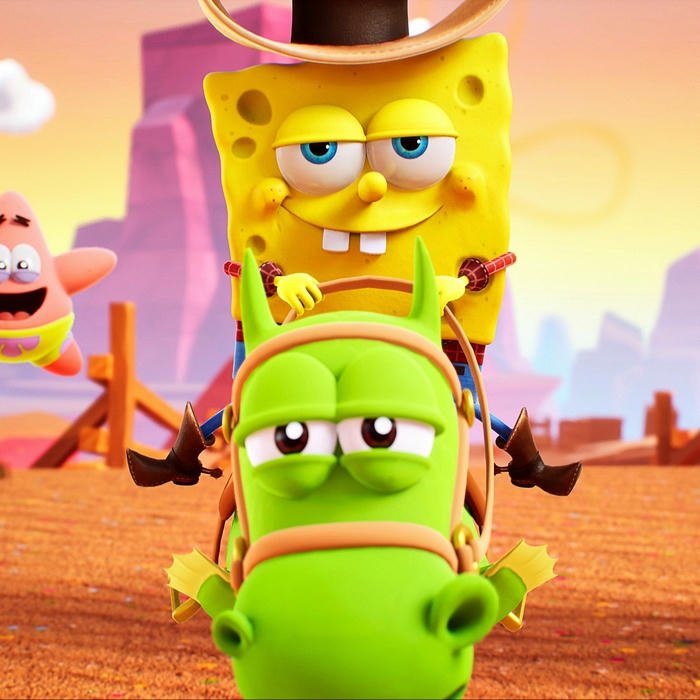 Hình ảnh avatar bọt biển cõng sên xanh đi trên sa mạc