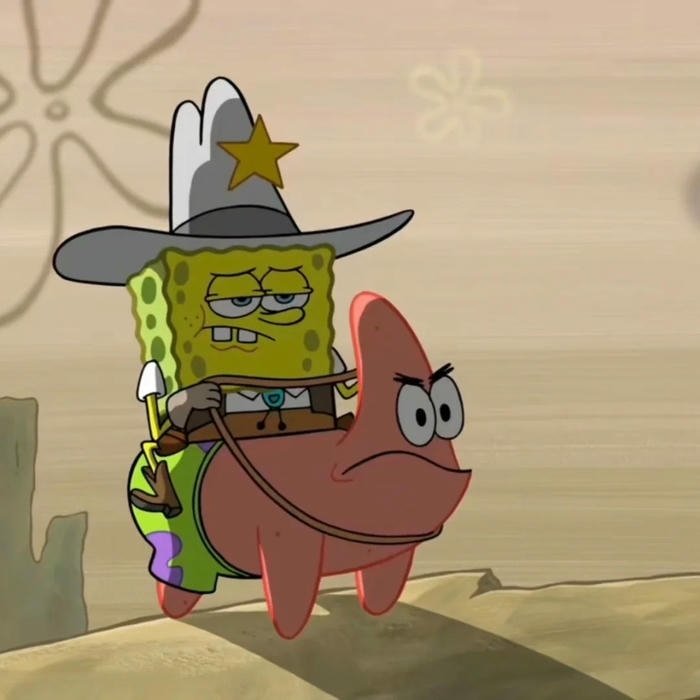 Hình ảnh avatar bọt biển cưỡi ốc sên đi trên cát