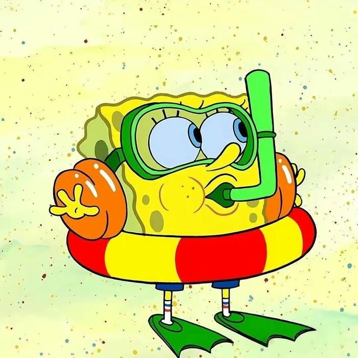 Hình ảnh avatar bọt biển đeo kính lặn bơi dưới nước