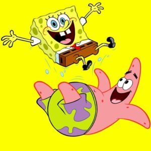 Hình ảnh avatar bọt biển ôm ngôi sao hồng cười vui