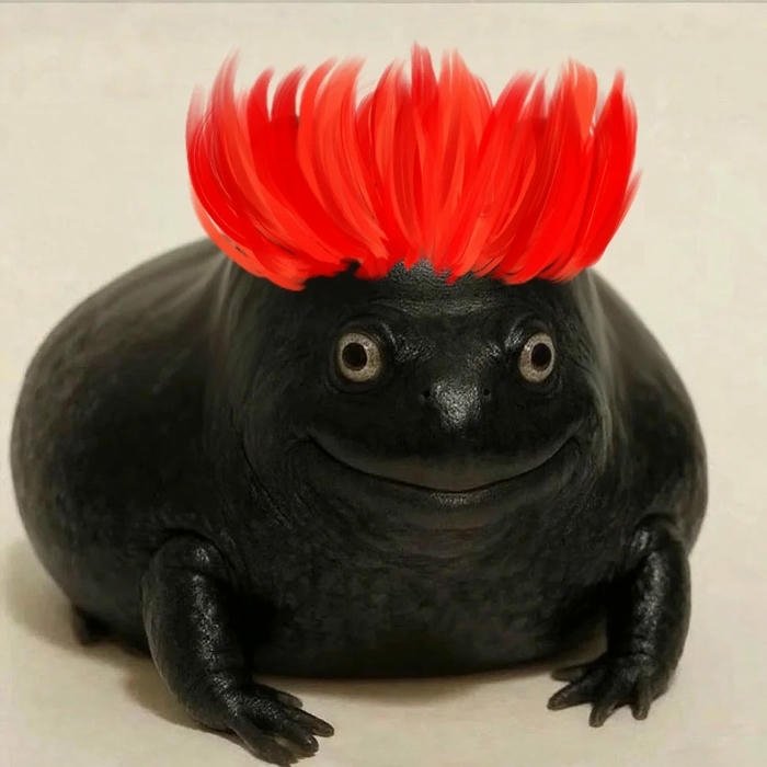 Hình ảnh avatar ếch đen tóc đỏ cực ngầu lạ mắt