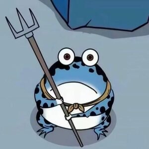 Hình ảnh avatar ếch xanh cầm bồ cào làm vườn