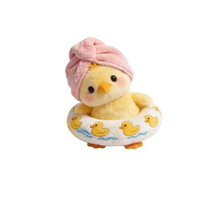 Hình ảnh avatar gà cute đi bơi với phao nhỏ