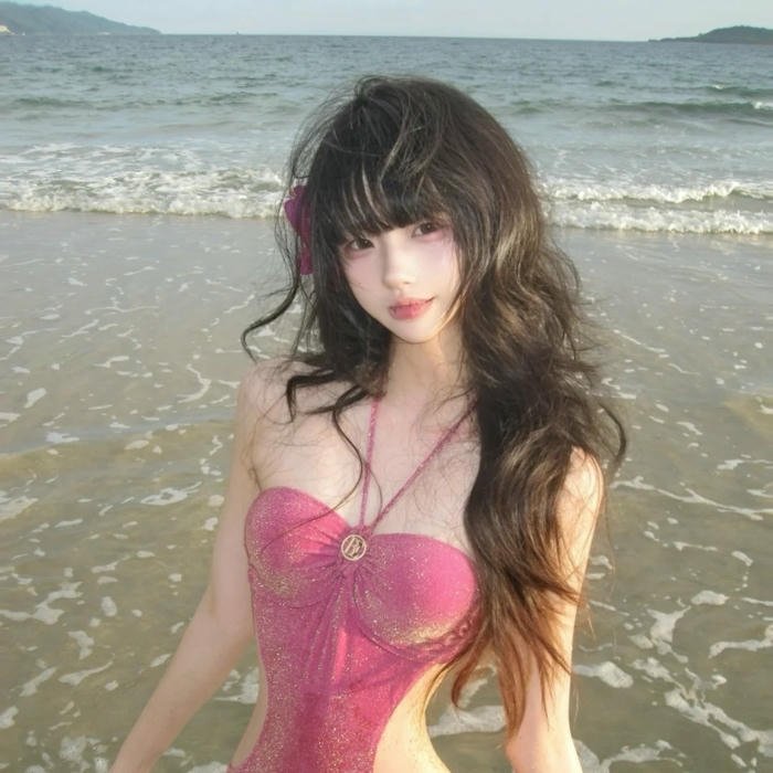 Hình ảnh avatar gái xinh đẹp mặc bikini dưới biển xanh