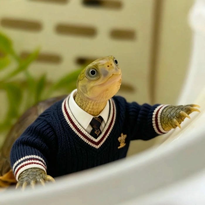 Hình ảnh avatar rùa mặc áo đồng phục học sinh