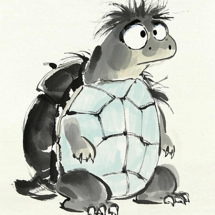 Hình ảnh avatar rùa vẽ chì đen trắng đơn giản