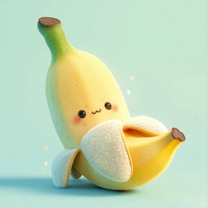 Hình ảnh chuối tự lột vỏ để lộ phần thân bên trong