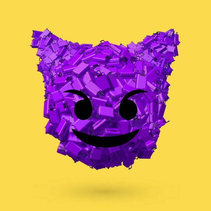 Hình ảnh icon mặt quỷ tím cười nham hiểm sần sùi