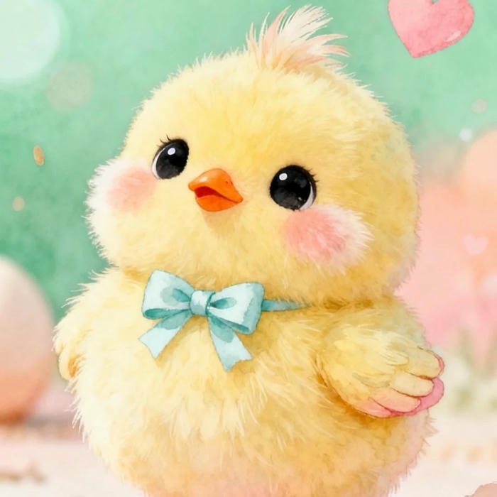 Hình ảnh nền gà con cute thắt nơ xanh điệu