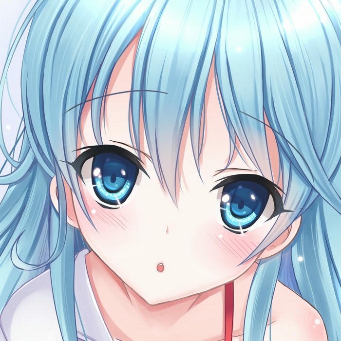 Hình ảnh nền xanh dương anime cận cảnh đôi mắt to tròn