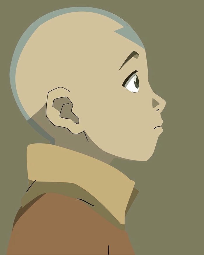 Hình ảnh vector góc nghiêng đầu thế thần aang rất đơn giản