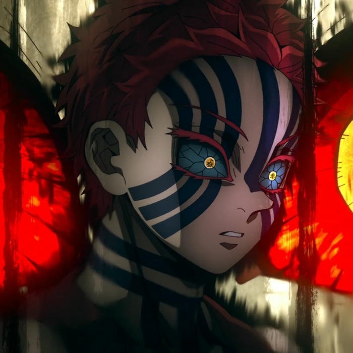 Hình avatar Akaza cười tay che miệng đầy vẻ chế giễu