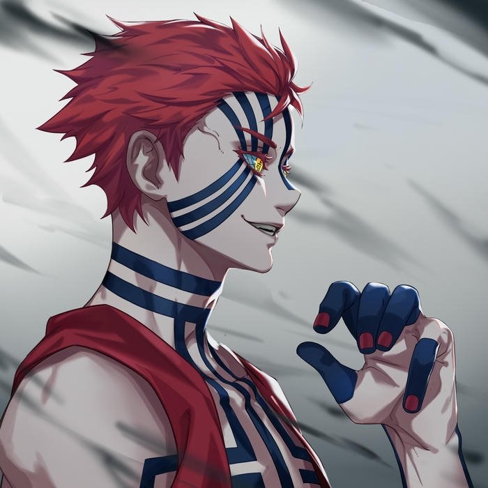 Hình avatar Akaza nhìn nghiêng dưới bầu trời xanh trong