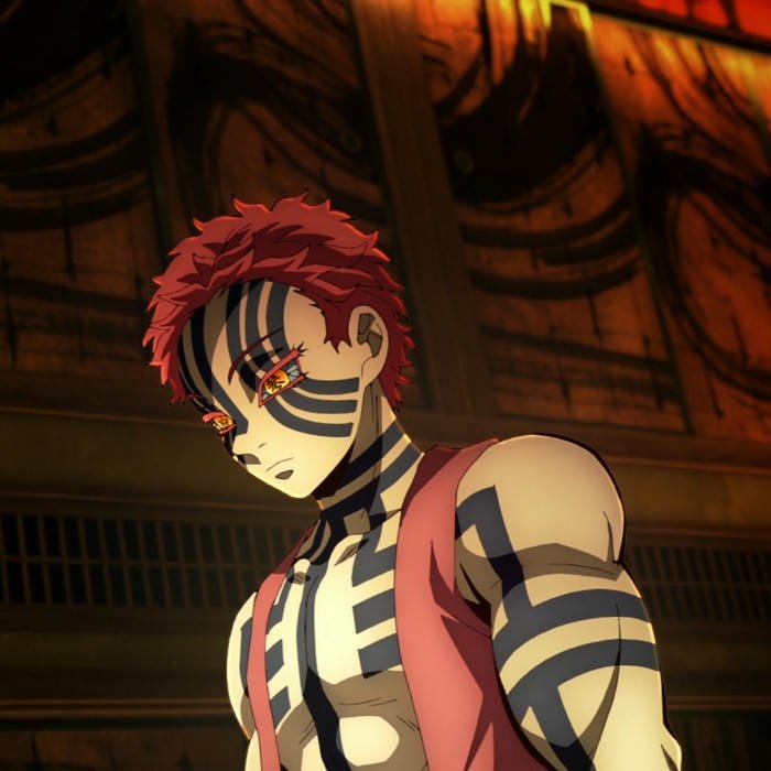 Hình avatar Akaza nhìn ra xa xăm trong đêm tối lạnh