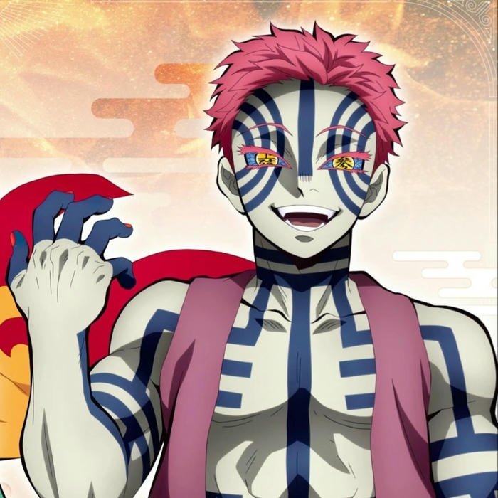 Hình avatar Akaza nhìn thẳng cười tự tin đầy thách thức