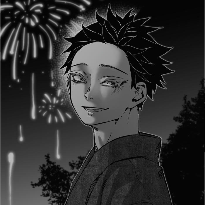 Hình avatar Akaza trắng đen với vẻ mặt buồn bã u sầu